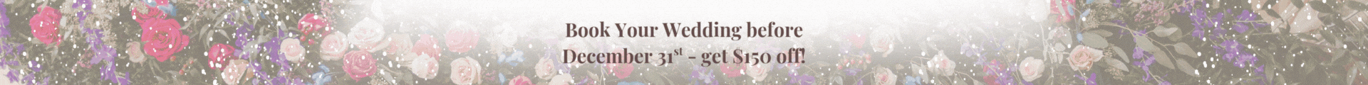 Book Your Wedding Before December 31st - get $150 off